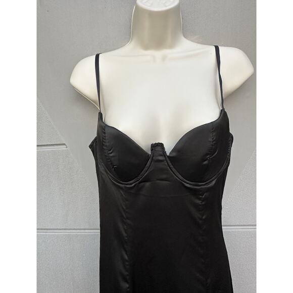 Shop 17 Black Satin Bustier Maxi Dress Gown Sz M Underwire Corset WhimsiGoth Vam - Picture 3 of 9